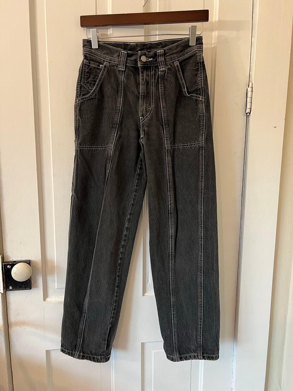 Levi's women's 24 x 31 black 94 baggy carpenter jeans pants straight leg